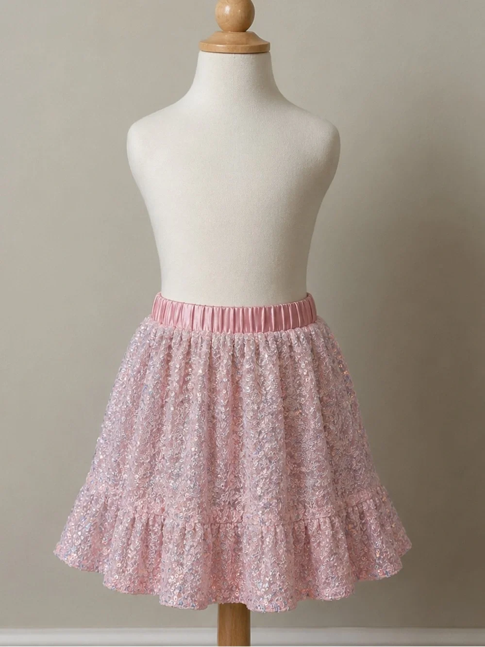 The Children's Place Pink Sequin Tiered Skater Skirt